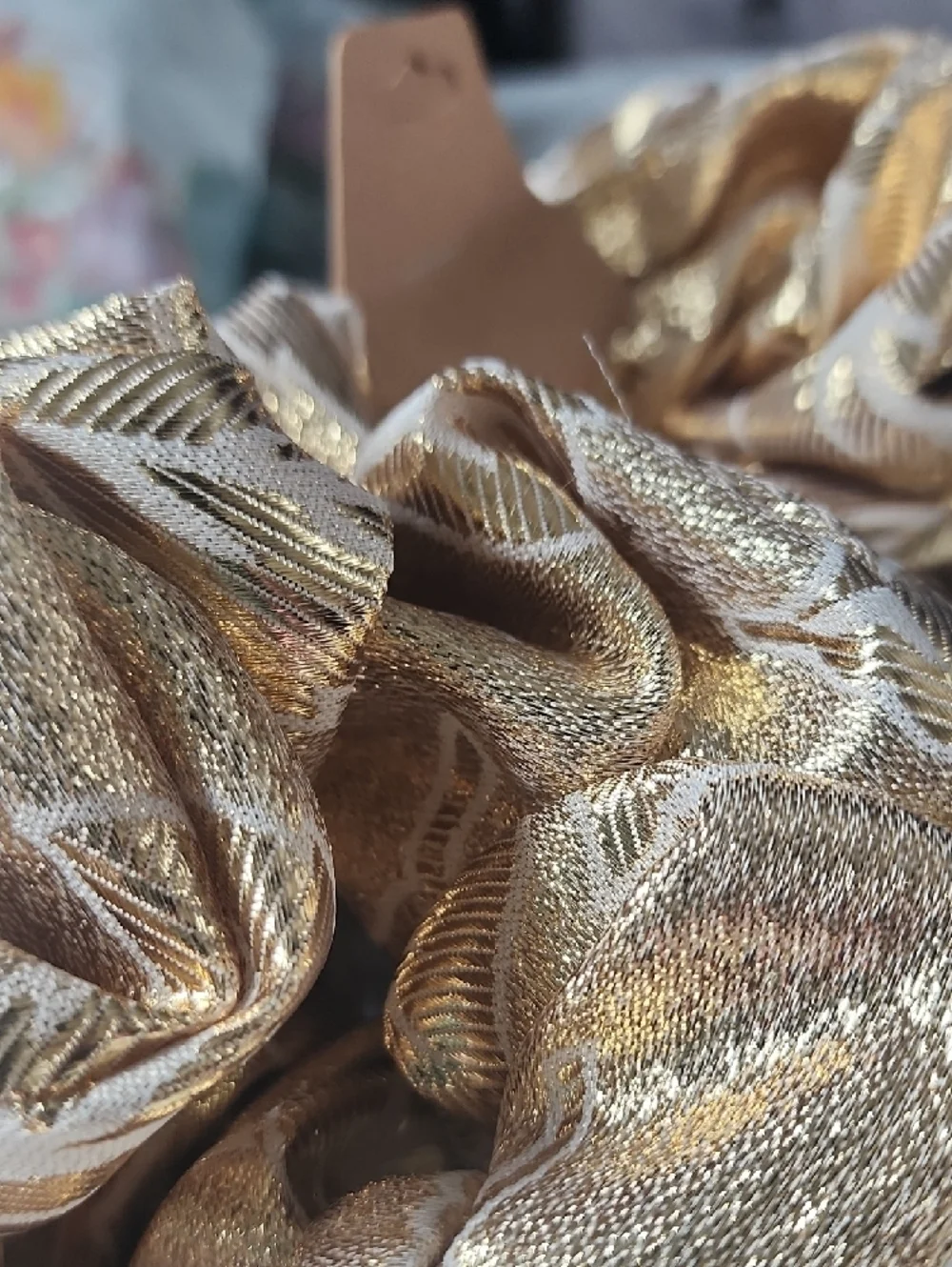 Metallic Gold Satin Hair Scrunchies - Pack of 2 For $15